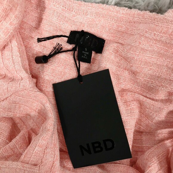 NBD Revolve Dress NWT Ribbed Peach orange Mini Ruffle S feminine summer pastel - Picture 3 of 6